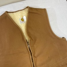 Vintage Carhartt 6SV Sherpa Lined Duck Vest Brown Made in USA Mens Medium 1082