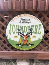 John Deere Tractors & Plows Porcelain 30&rdquo; Sign Moline Illinois