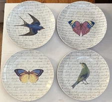 Fringe Studio Set of 4 Collector Plates (8”)- Butterflies & Birds