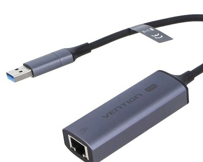 USB to Ethernet adapter; RJ45 socket,USB A plug; grey; 0.15m - CFUHB | EU Stock