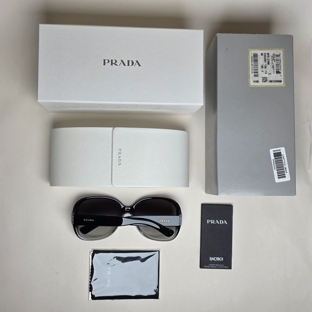 Prada Sunglasses Black Grey Square Gradient Smoke PR27MS SPR 27M