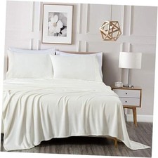 Extra Soft Fleece Sheet Set Microplush Non-Pilling Velvety Queen Dove White