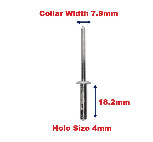 UNIVERSAL Aluminium Blind Rivet 4mm Hole 8mm Collar Fits All Automotive  Pack 20