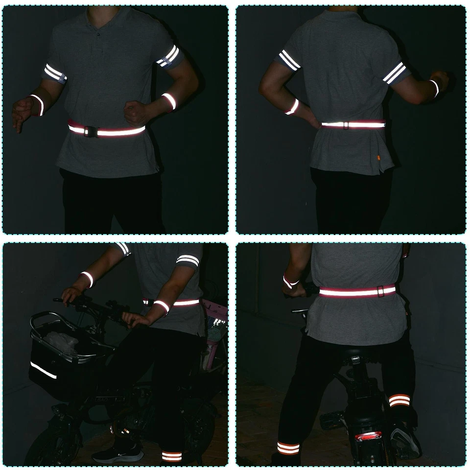 Bandas reflectantes para brazo muñeca tobillo pierna 14x1,5 pulgadas tira ancha negra paquete de 2 Foto 3 de 4