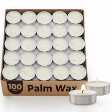 Ashlux Unscented Palm Tea Lights Candles 100 Pack Bulk, 4.5 Hours Long Burning W