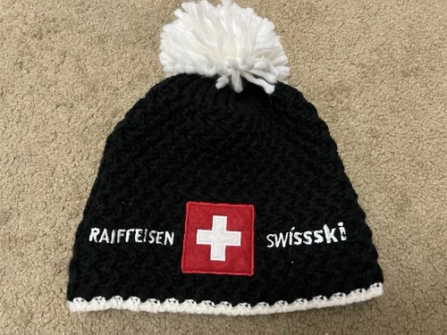 Swiss Ski team Winter Ski Knit Hat Beanie Raiffeissen Swiss Cross