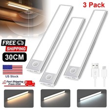 3-Pack Rechargeable LED Under-Cabinet Lights   Motion Sensor, 3-Color Dimmable
