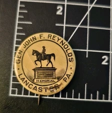Antique Memorial Pinback Civil War Union Gen. John F Reynolds Celluloid Button