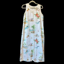 Hot Cotton Marc Maxi shift dress M Linen blend Sleeveless Beach Coastal Tropical