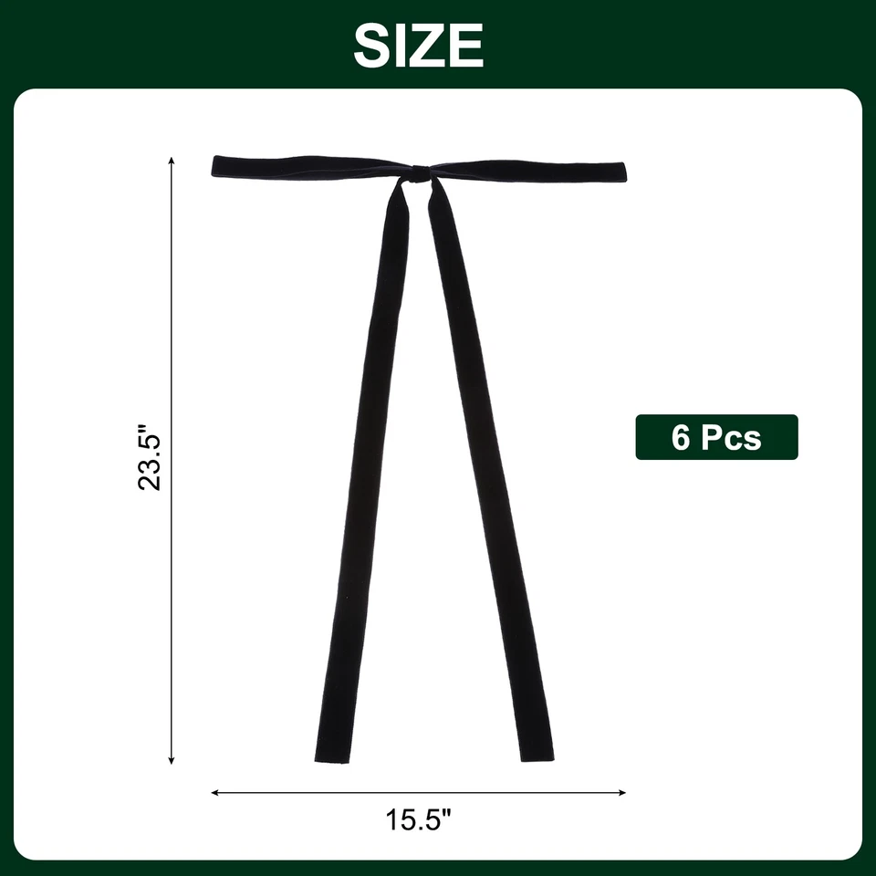 6 Pcs Pre-Tied Bows Satin Ribbon Bows 23.5x15.5" Twist Ties Gift Bows Black - Image 2 of 4