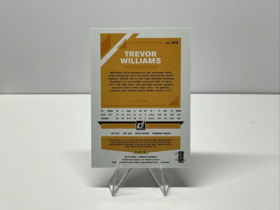 2019 Panini Donruss - Trevor Williams #102 42 Tribute /42 - Image 2 of 4