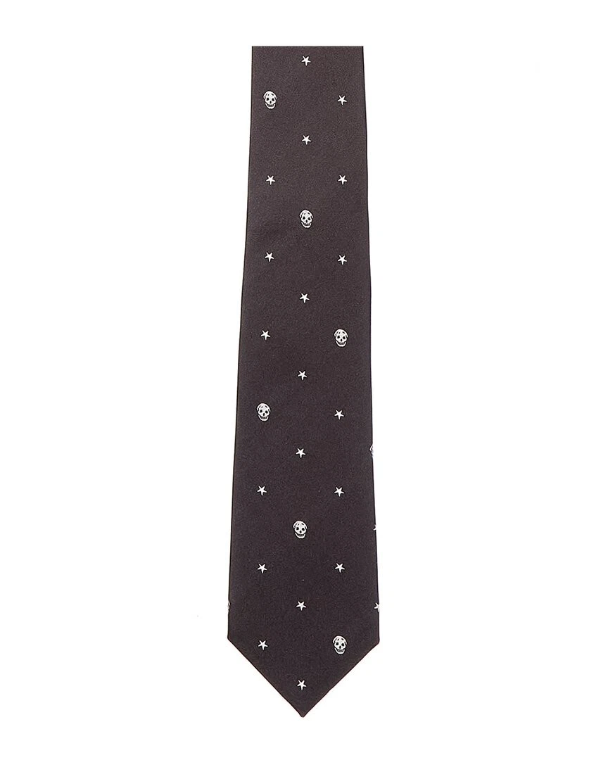 Alexander Mcqueen Stars & Skulls Silk Tie Men's Black