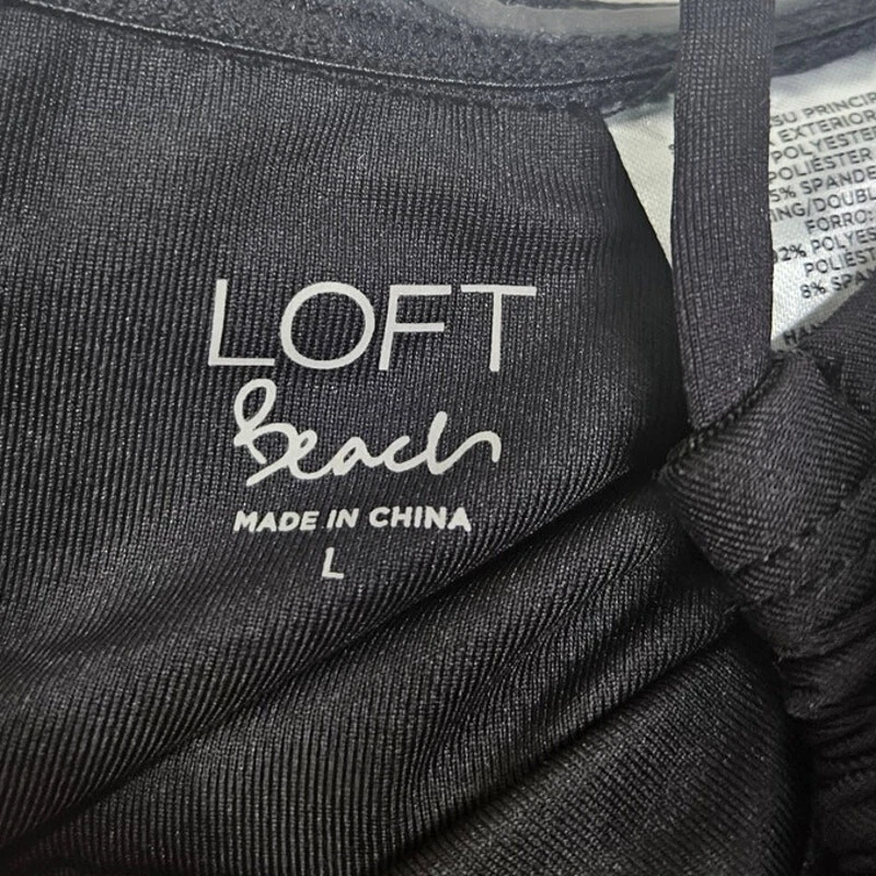 NUEVO Traje de baño de una pieza Ann Taylor LOFT L Beach Keyhole Bandeau negro playa Foto 3 de 4