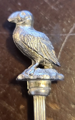Vintage National Aquarium Baltimore Souvenir Spoon Bird Finial Pewter MD