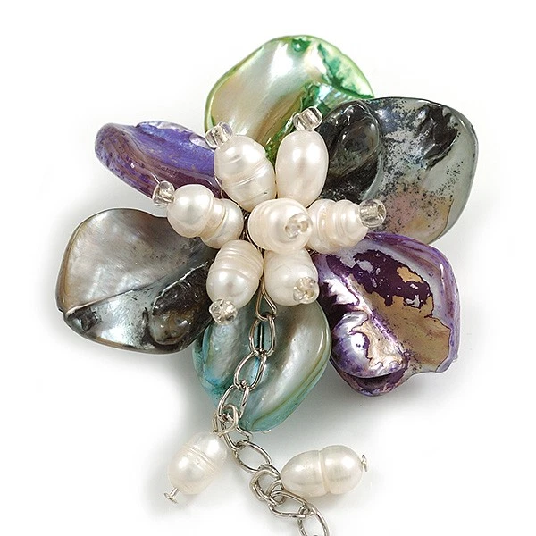 Cadena 55mm D/Multicolor Concha y Perlas de Agua Dulce con Dijes Asimétricos Foto 4 de 4