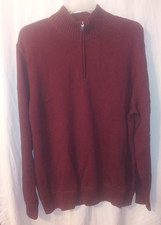 Eddie Bauer Men's 2XL Burgundy 1/4 Zip 100 Cotton Sweater Knit Pullover MINT s2