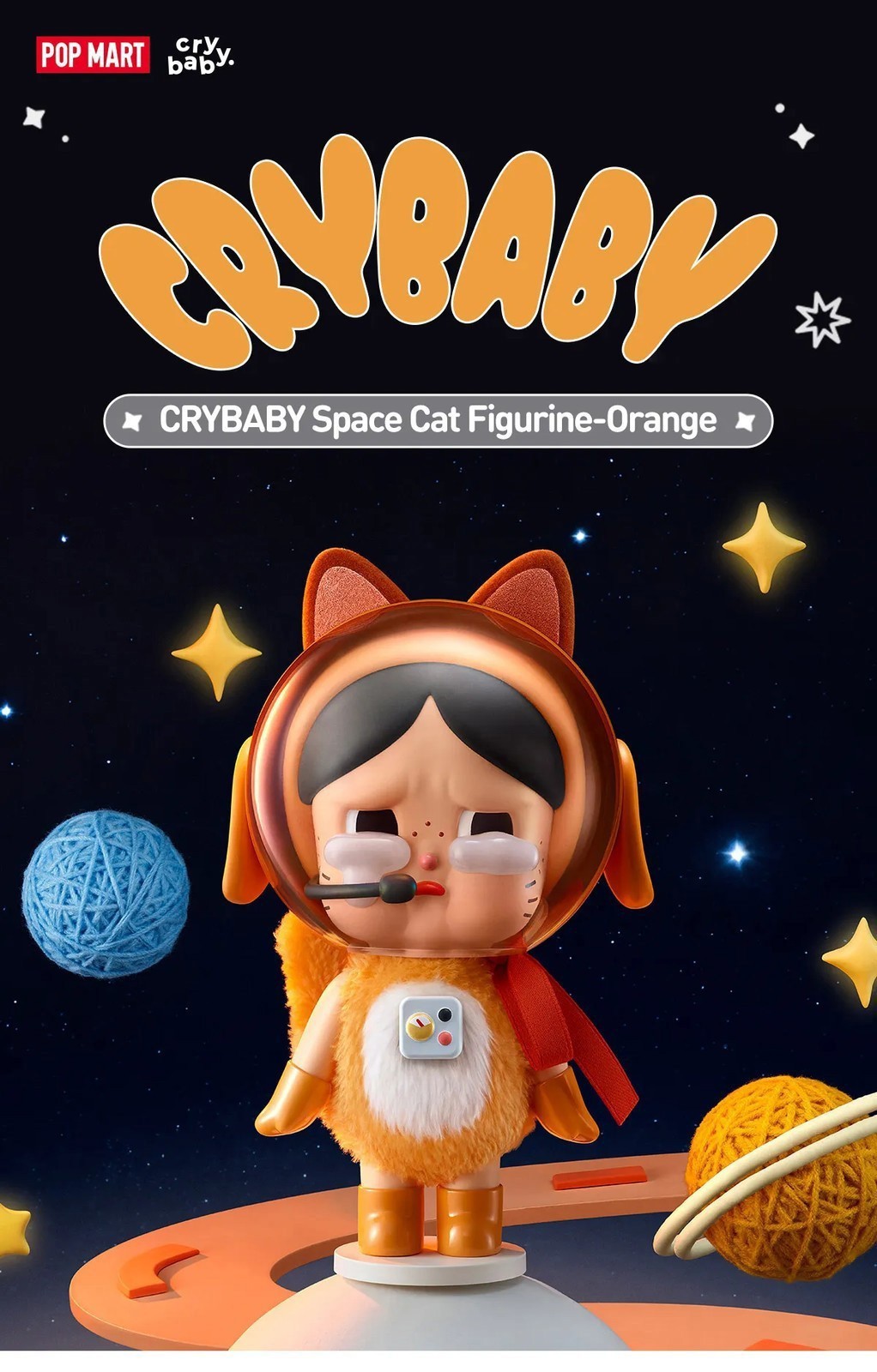 Authentic Crybaby Space Cat Figurine-orange Hot Cute Toy Gift