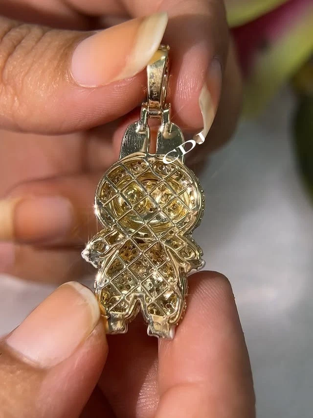 VVS Moissanita Regalo de Cumpleaños Para Él Esmalte Labubu Muñeca Dije Colgante Plata 925 Foto 3 de 4