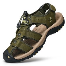 Men Summer Sandals Outdoor Walking Hiking Beach Close Toe Leather Shoes Size UK