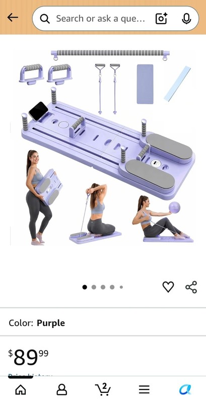 Purple pilates Board Multi-Function Portable with Resistance Bands, Handles, Mat