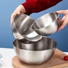 A Set of 3 Stainless Steel Mixing Bowls, Large Capacity