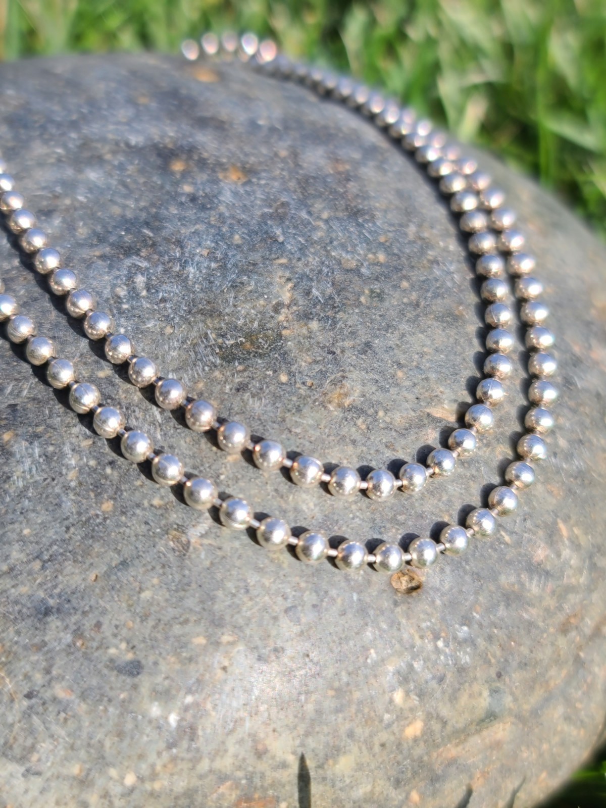 Sterling 925 Solid Silver Large Ball Bead Chain B… - image 1