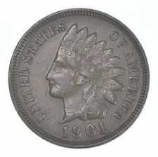 XF 1901 Indian Head Copper Cent Penny - High Grade Sample