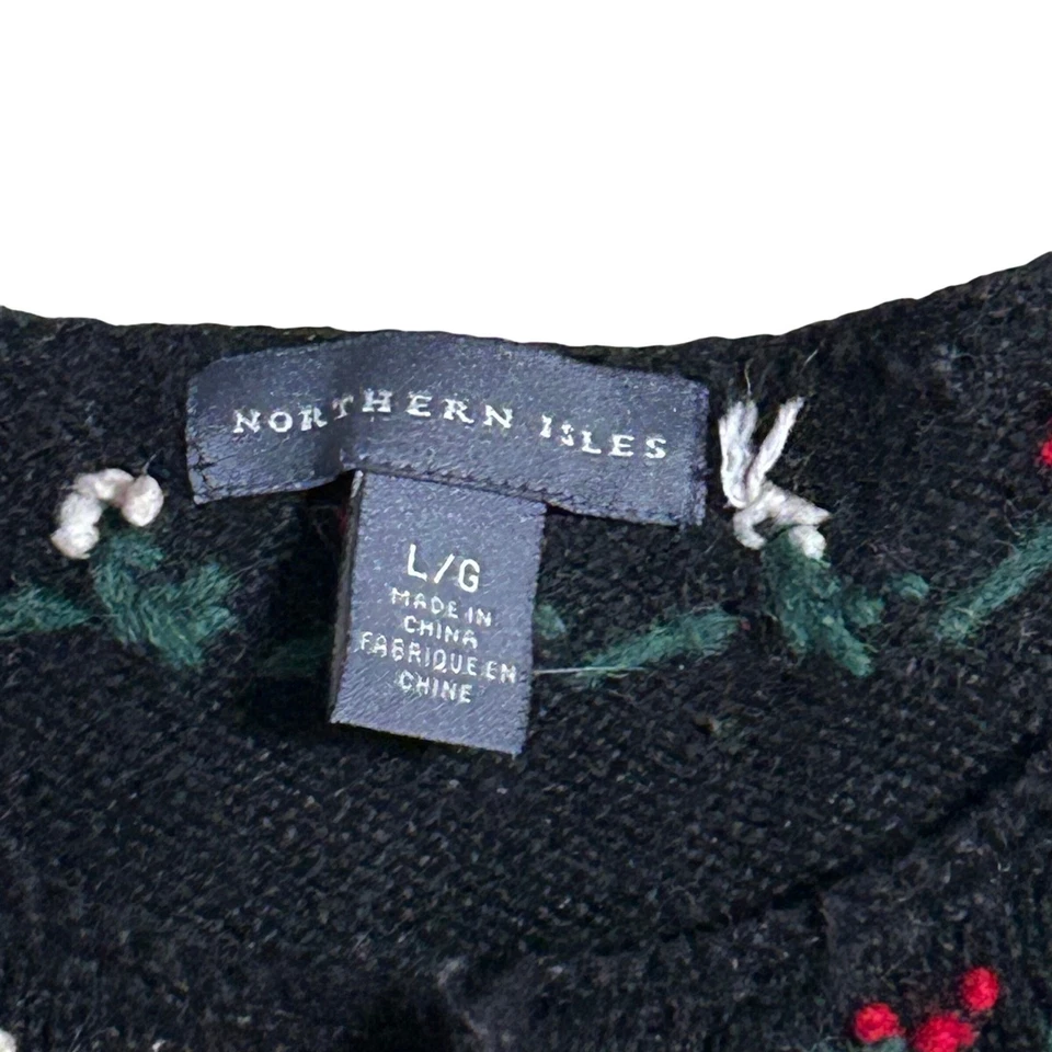 Винтажный уродливый рождественский кардиган для собаки на черной пуговице спереди праздничный свитер L шерсть мохер - Изображение 4 из 4