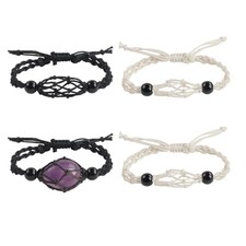 4 PCS Crystal Cage Bracelet Cord Holder Empty Stone Holder Replacement Style 7