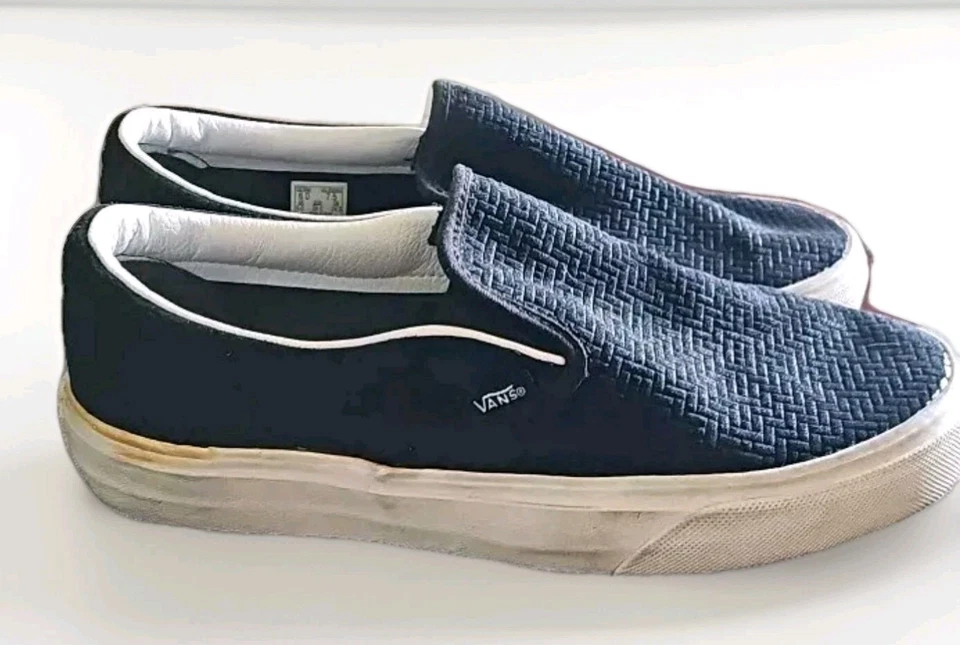 Zapatos de skate Vans Asher negros de cuero perforado sin cordones para mujer 7,5 unisex #18M Foto 4 de 4