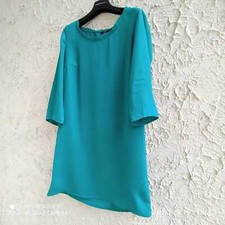 Mango Dress Model Slightly Flared 1950s Dress Green Blue New