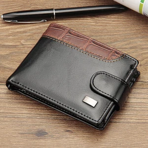 Hommes Portefeuille en cuir Bifold ID Porte-cartes Cadeau de porte-monnaie de poche avant