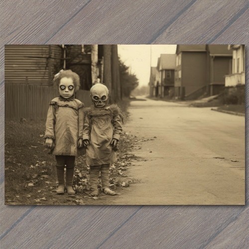 POSTCARD: Weird Scary Vintage Monster Kid Halloween Cult Unusual Mask