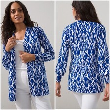 Chico s Spun Rayon Ikat Stitched Cardigan M