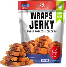 Sweet Potato Jerky Chicken Wraps - Dog Treats Human Grade - High Protein Meat