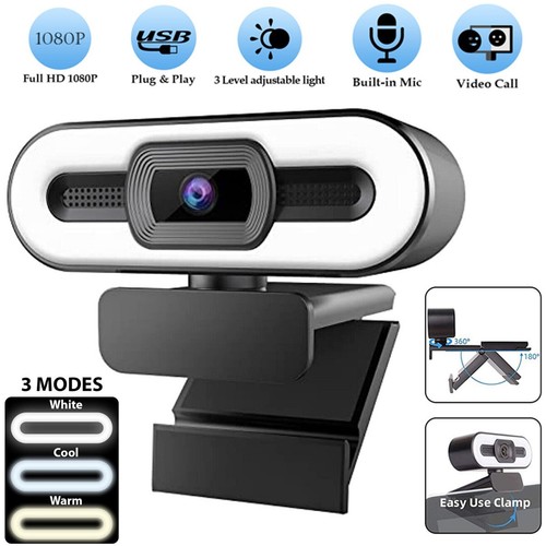 Webcam Full HD 1080P PC Desktop Laptop Auto Focus Web Camera Microphone 3 Modes