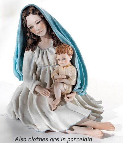 Statue en Porcelaine Capodimonte Madonna Avec Jésus Enfant Fait à la Main Italie - Afbeelding 1 van 12