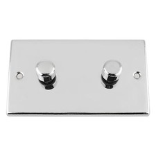 10A 2 Way Push On/Off Dimmer Switch 400W Polished Chrome (Silver Effect) Square