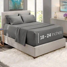 Nestl Extra Deep Pocket King Bed Sheet Set - 6 Pieces with Fitted Sheet, Flat Sh