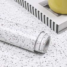 Glossy Marble Paper for Countertop Peel and Stick Wallpaper Granite White 