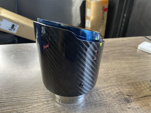 3inch Inlet To 4” Outlet Glossy Carbon Fiber Exhaust tip Blue End pipe ...