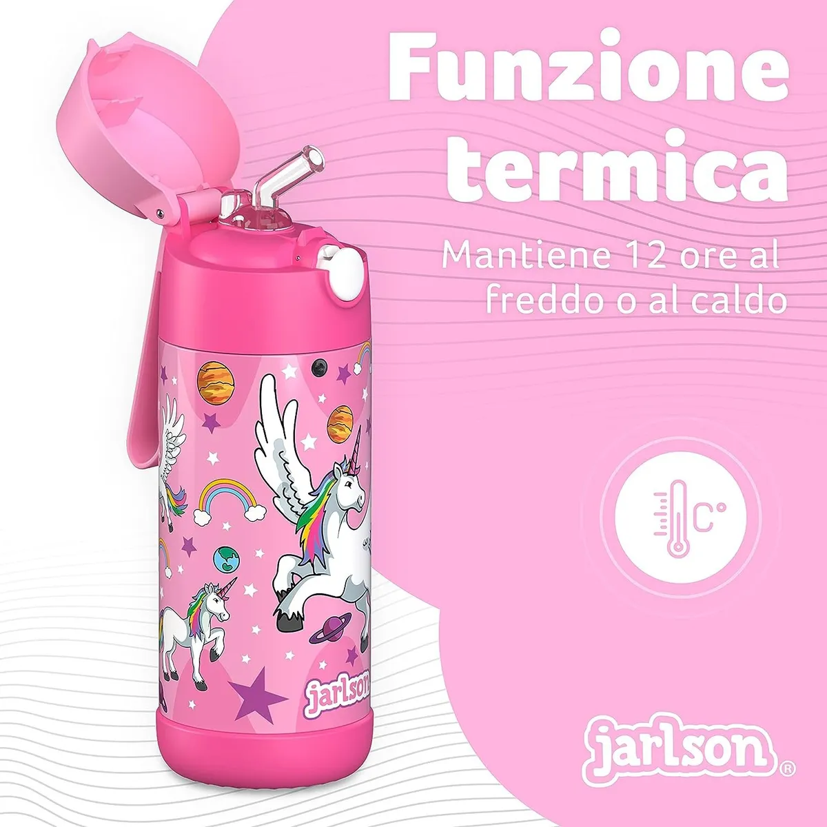 Jarlson® Borraccia Bambini Acciaio Inox, Termica, Senza BPA, Con