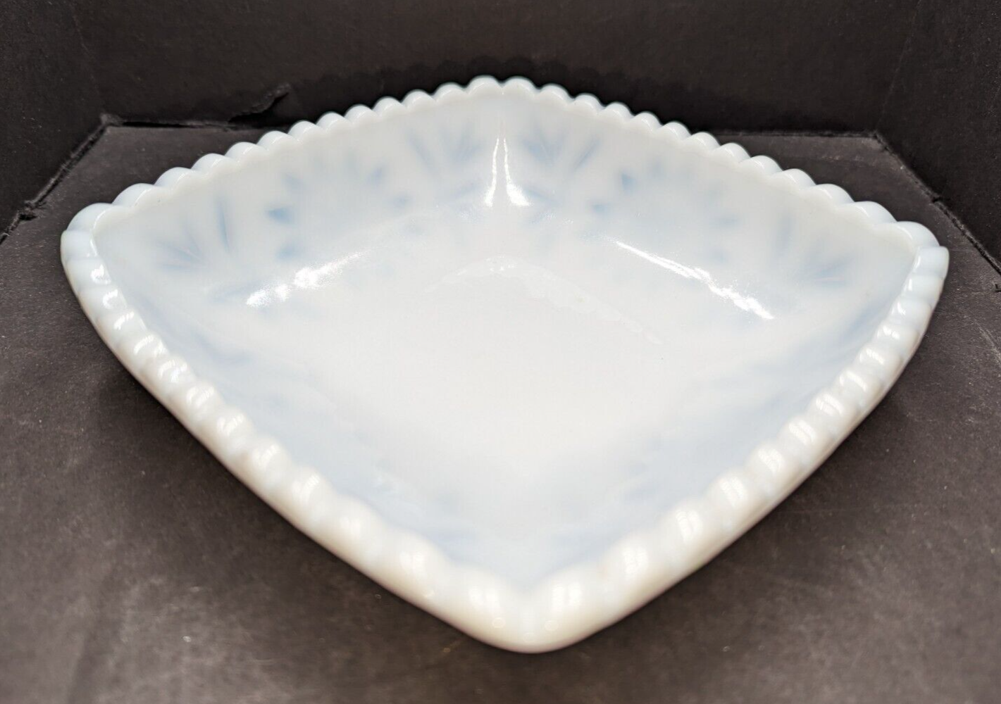 Vintage Hazel Atlas Prism Milk Glass 6.5 Inch Square Candy Dish