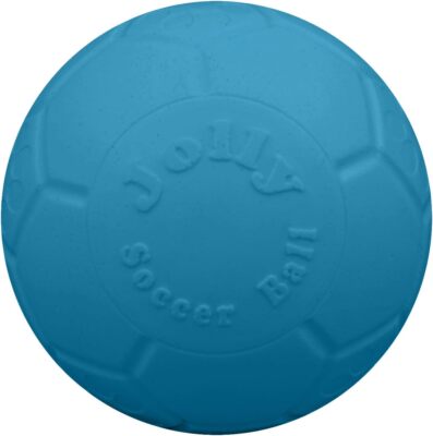 Jolly Pets Large 8 Inch Ocean Blue Soccer Ball Dog Toy Floats Bouncy Durable