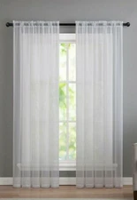 GoodGram 2 Pack: Basic Rod Pocket Sheer Window Curtain Panels White (104"x84")  