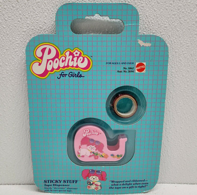 RARE Vintage 1982 Mattel Poochie Sticky Stuff Tape Dispenser NEW in Package! NOS