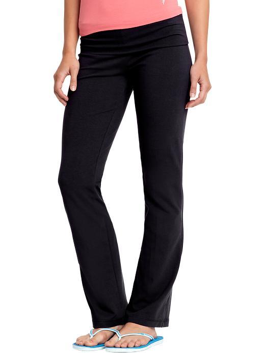 Fold Over Yoga Pants - BLACK 