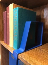 6 Vintage The End! Mod Design Retro 70's Clip-On Plastic Bookends - Blue