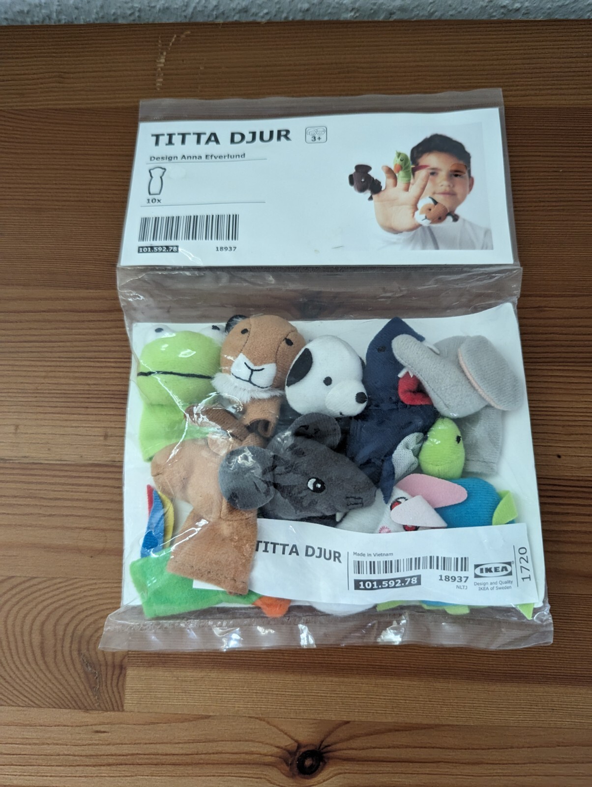 Ikea Animal Finger puppets TITTA DJUR Pack of 10 New Frog Panda Mouse