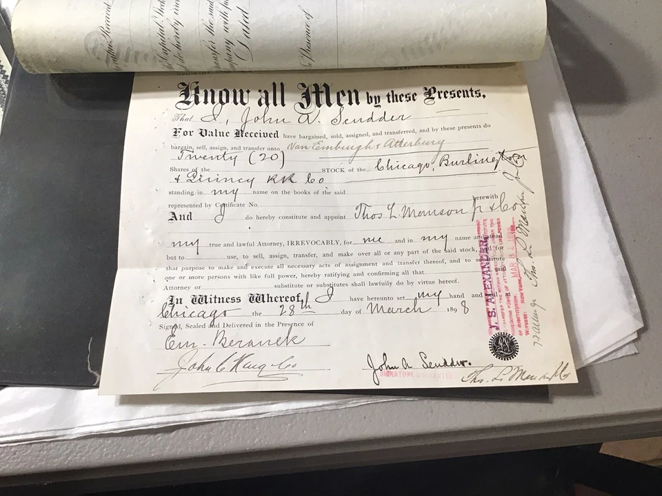 Lote de 10 distribuidores Chicago, Burlington and Quincy Railroad Company - Stock 1890,s Foto 4 de 4